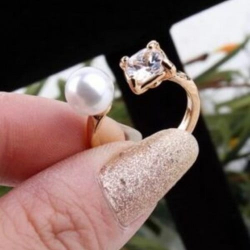 خاتم اللؤلؤ بأحجار الراين