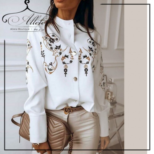 بلوزة نسائية راقية ، بتصميم أزرار منقوشة بزخارف ،...