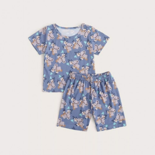 طقم بيجامة ولادي بطباعة كولا ، لون أزرق