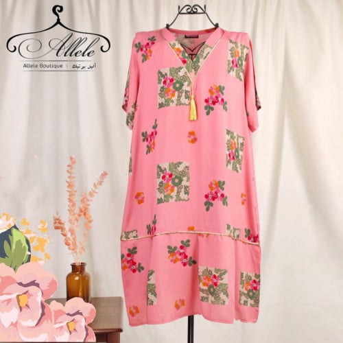 قميص نسائي قصير ، خامة باردة ، لون وردي