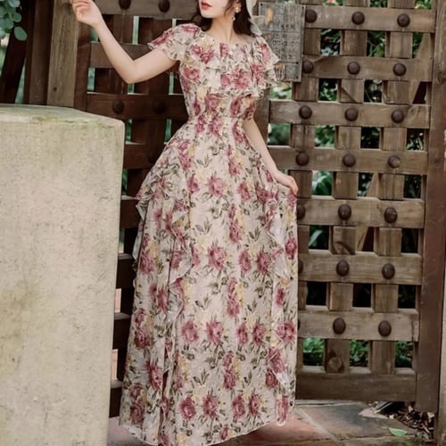 فستان نسائي أنيق بأكمام مفتوحة ، تصميم كوري ونمط م...