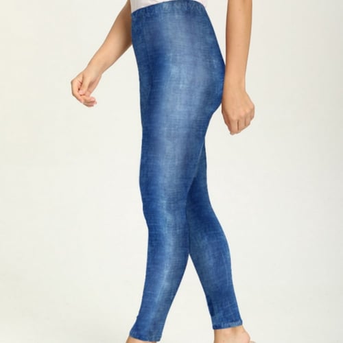 بنطال ليقينز نسائي ، لون أزرق