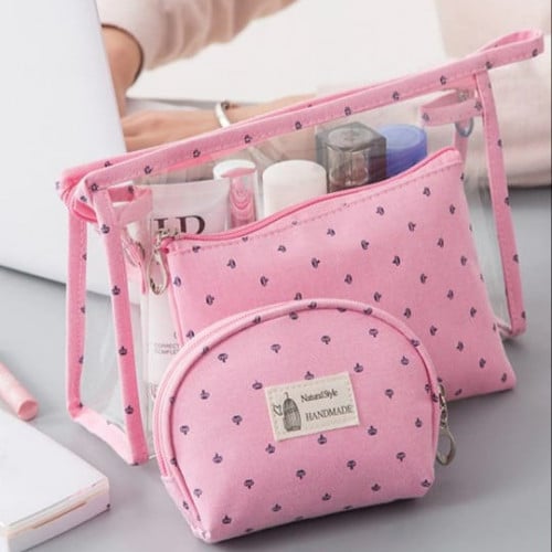 حقيبة مكياج ، 3 قطع ، لون رمادي