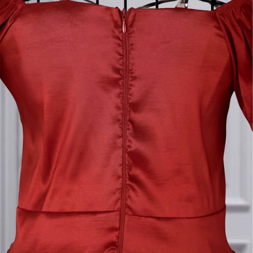 فستان نسائي ميدي بأكمام منفوخة ، وتصميم الطبقات ،...