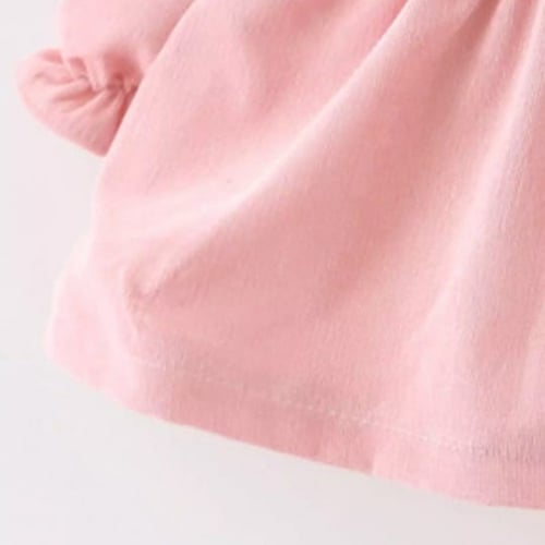 فستان مقلم بكشكش للبنات الصغار ، وردي