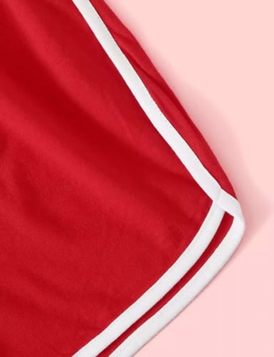 طقم بيجامة بناتي سوال قصير مقلم متباين مع تيشيرت ،...