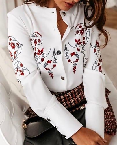 بلوزة نسائية راقية ، بتصميم أزرار منقوشة بزخارف ،...