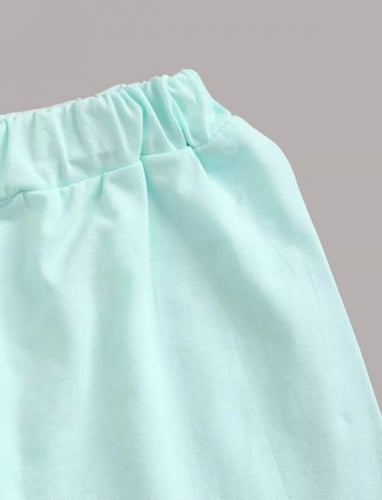 سروال قصير مع تيشيرت برسوم كرتونية فيل ، لون سماوي