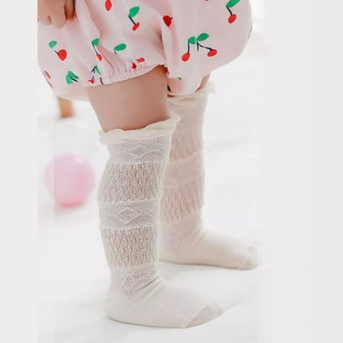 جوارب بناتي طويل للركبة ، نمط هندسي للرضع ، لون أب...