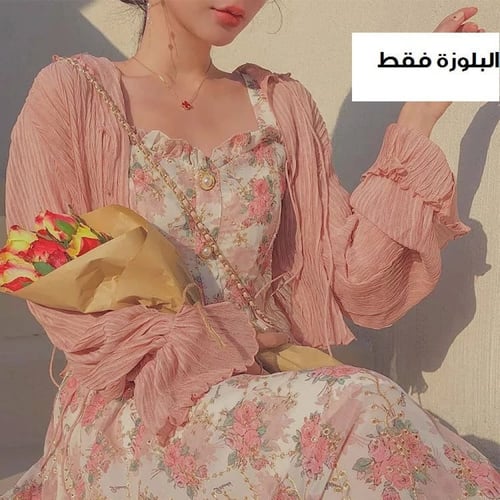 بلوزة جاكيت شيفون مكشكش ، متوفرة بثلاثة ألوان