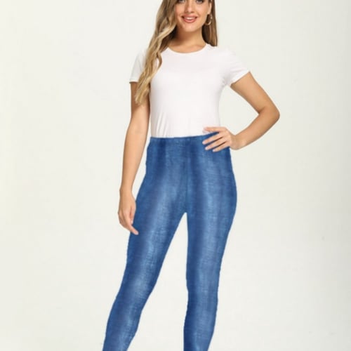 بنطال ليقينز نسائي ، لون أزرق