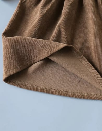 فستان بناتي سموك قطني مقلم بكشكش ، لون بني