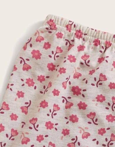 طقم بيجامة بناتي بتصميم جرافيك كارتون وزهر ، لون و...