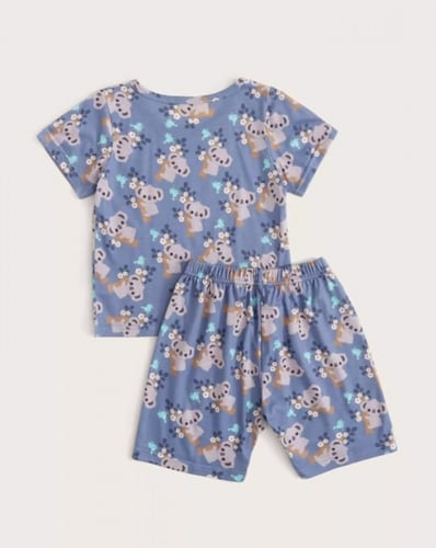 طقم بيجامة ولادي بطباعة كولا ، لون أزرق