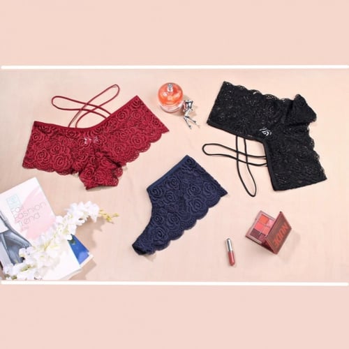 طقم ملابس داخلية بخامة دانتيل جودة عالية ، متوفر ب...