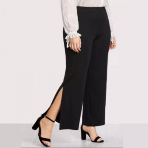 سروال بساق واسع مع شق جانبي حجم كبير