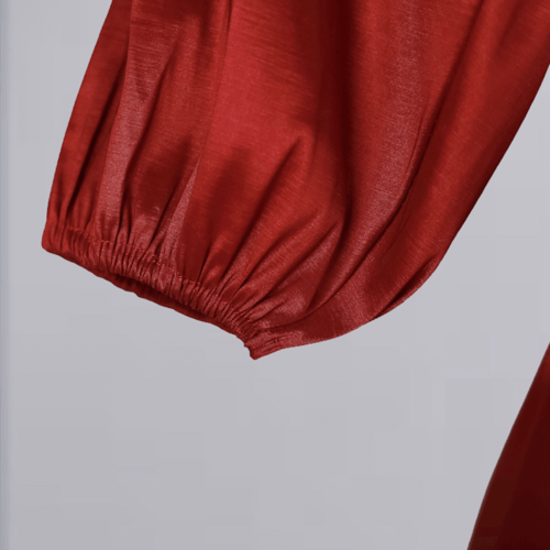 فستان نسائي ميدي بأكمام منفوخة ، وتصميم الطبقات ،...