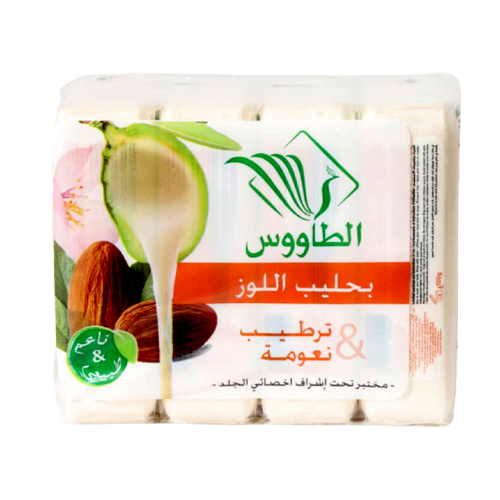 صابون الطاووس بحليب اللوز ترطيب ونعومة 4 ×120 جرام