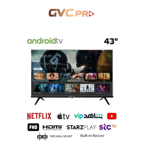 شاشة GVC PRO 43 بوصة سمارت 4K LED مع رسيفر مدمج –...