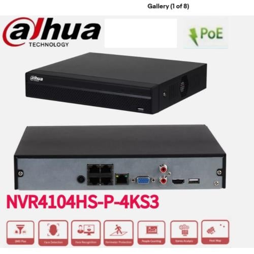 مسجل فيديو شبكي داهوا DHI‑NVR4104HS‑P‑4KS3 بـ4 قنو...