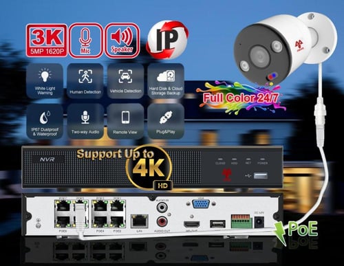 طقم كاميرات مراقبة AMS SYSTEMS IP POE بدقة 5MP مع...