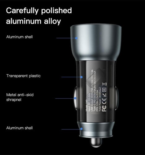 شاحن سيارة تايب سي PD وبقوة 30 واط ومنفذ يو اس بي...