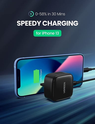 شاحن تايب سي PD قوة 20 واط من يوجرين - اسود