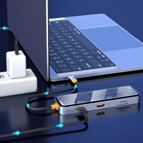 محول تايب سي سابير 8 في 1 موزع hub USB-C ماركة ويو...