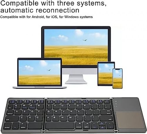 كيبورد ايباد - لوحة مفاتيح لاسلكية قابلة للطي مزود...