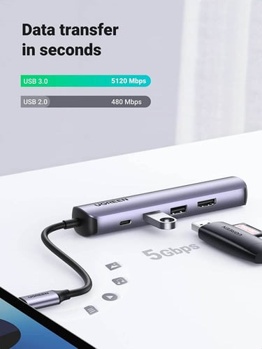 موزع وصلة تايب سي هب USB C Hub 5 في 1 - مدخل HDMI...
