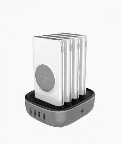 قاعدة شحن 4 منافذ مع 4 بطاريات تدعم الشحن الاسلكي...