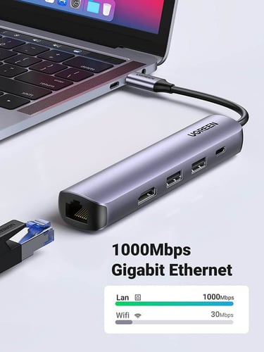 موزع وصلة تايب سي هب USB C Hub 5 في 1 - مدخل HDMI...