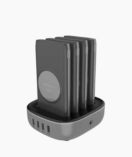 قاعدة شحن 4 منافذ مع 4 بطاريات تدعم الشحن الاسلكي...