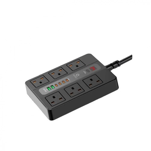 توصيلة كهرباء بقوة 13 امبير متعدد المنافذ 6 افياش...