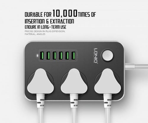 توصيلة كهرباء 3 افياش و 6 مخارج يو اس بي من لدنيو...