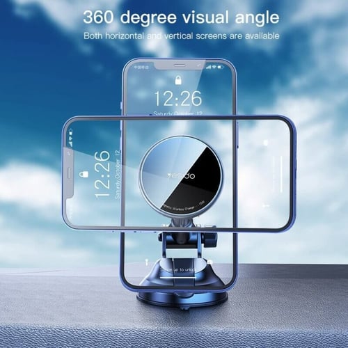 ستاند جوال للسيارة بشاحن لاسلكي تدعم خاصية الماق س...