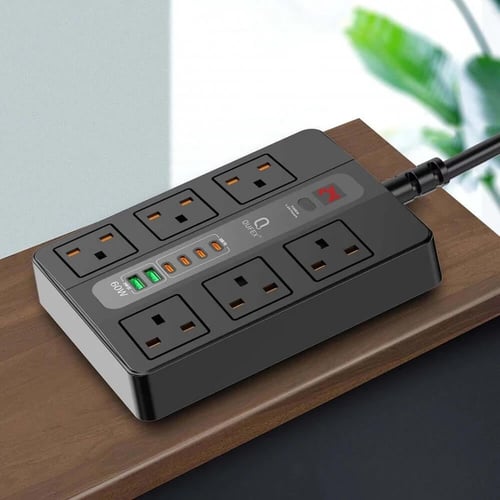 توصيلة كهرباء بقوة 13 امبير متعدد المنافذ 6 افياش...