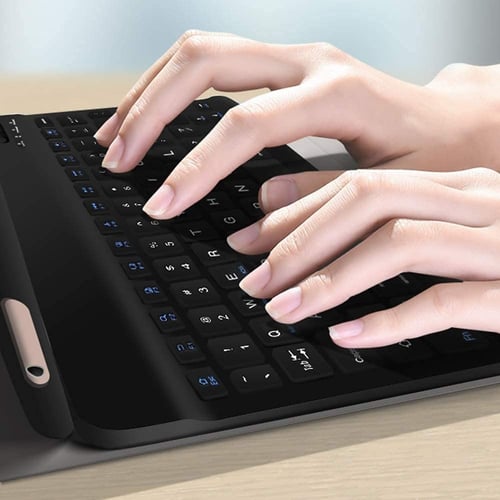 كيبورد لاسلكي 7 انش مع حروف عربية تعمل بالبلوتوث ت...