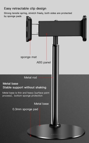 ستاند حامل مكتبي للجوال والتابليت - اللون اسود ارت...