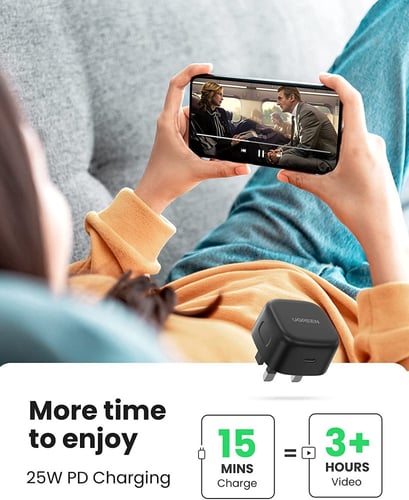شاحن تايب سي PD قوة 25 واط مع كيبل تايب سي من يوجر...