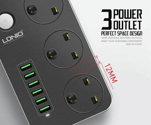 توصيلة كهرباء 3 افياش و 6 مخارج يو اس بي من لدنيو...