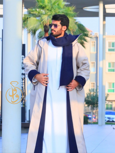 فروه دبل فيس مع شال سكري ‏ ‏غامق وكحلي