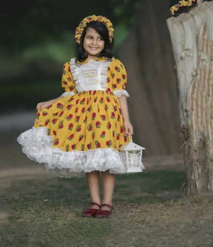 فستان شالكي اصفر/دانتيل