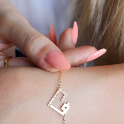 اسواره حرفين على شكل قلب مرصع بالزركون