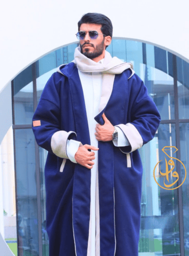 فروه دبل فيس مع شال سكري ‏ ‏غامق وكحلي