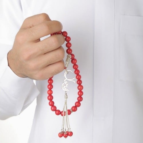 سبحه بالاسم صدف احمر