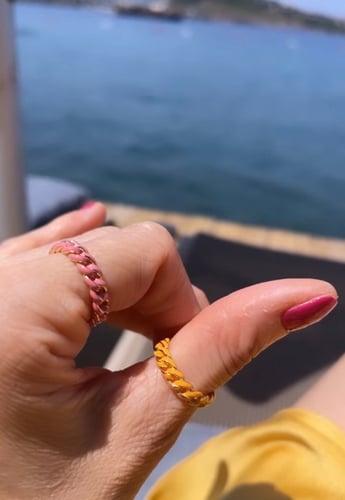 خاتم زنجير فضي - ازرق