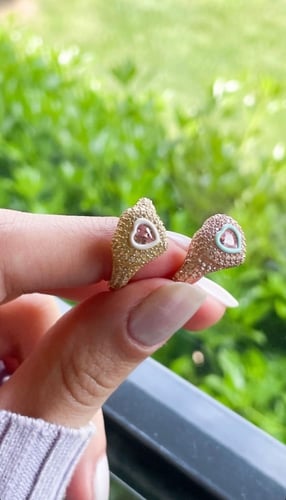 خاتم خنصر قلب سماوي - ذهبي