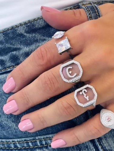 خاتم ايطار 2 - حرف ص فضي