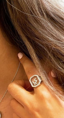 خاتم ايطار 2 - حرف غ فضي